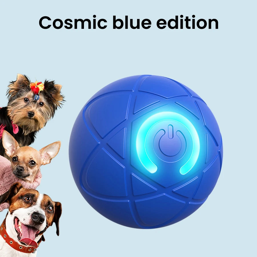 Smart Interactive Dog Toy Ball, USB Rechargeable Automatic Rolling Ball with LED Light, Bite Proof Pet Toy for Small Medium Dogs