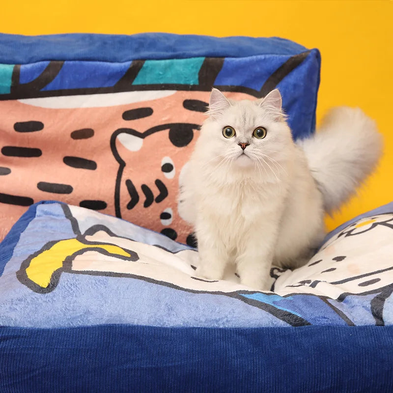 Pet Sofa Mat Soft Comfortable Cute Detachable Washing Pet Products Cushion Cat Dog Bed Mat Animals Sofa Sleeping Accessories