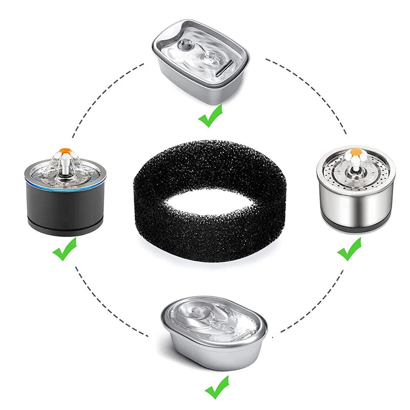 4PCS Pet Fountain Filter Pet Water Round Filter Foam For Cat Drink Fountain Cat Water Sponge Filter Cat Fountain Replacement