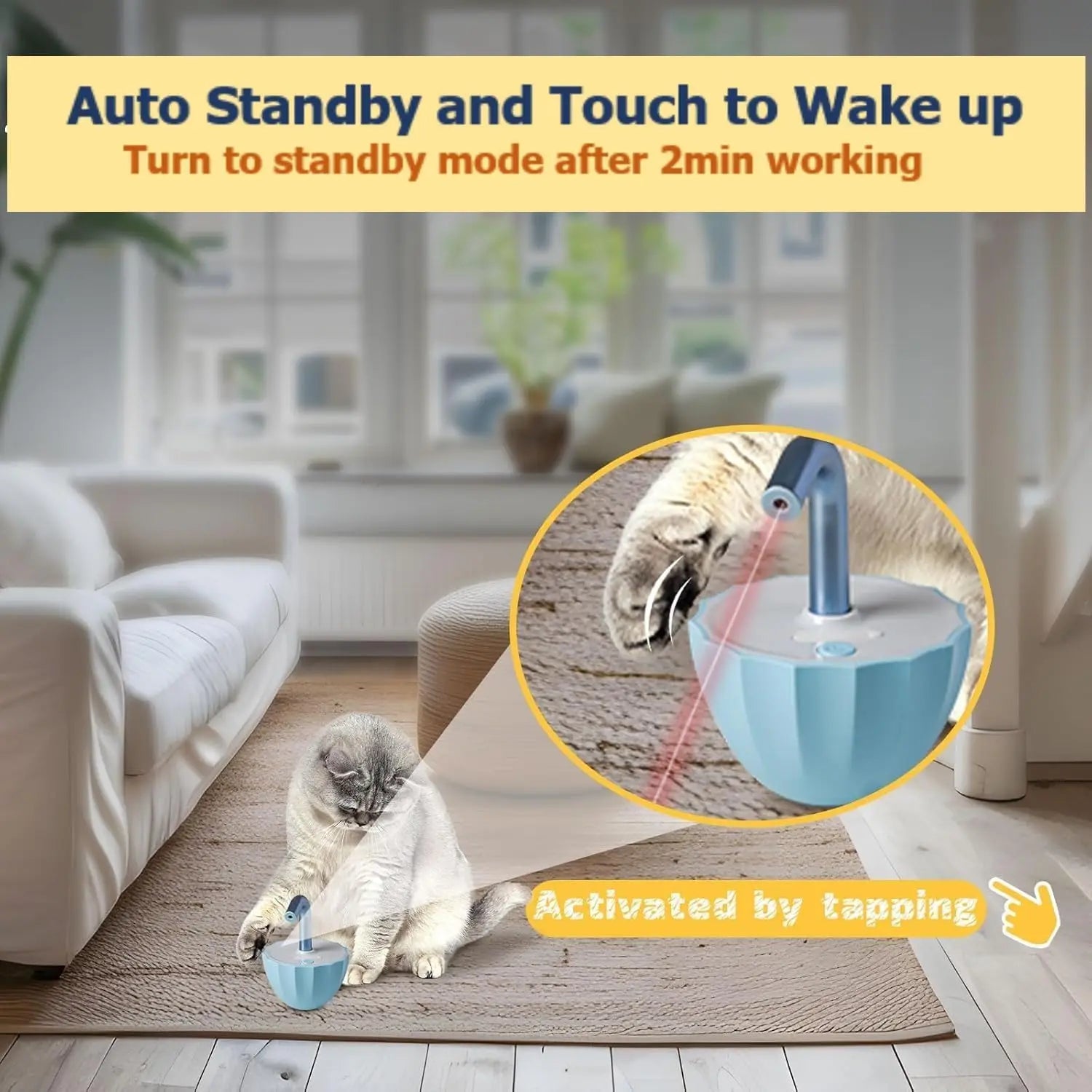 Cat toys for indoor Laser pointer, Interactive cat toy for bored adult Cats,Random Trajectory and Tumbler Base, laser for cats