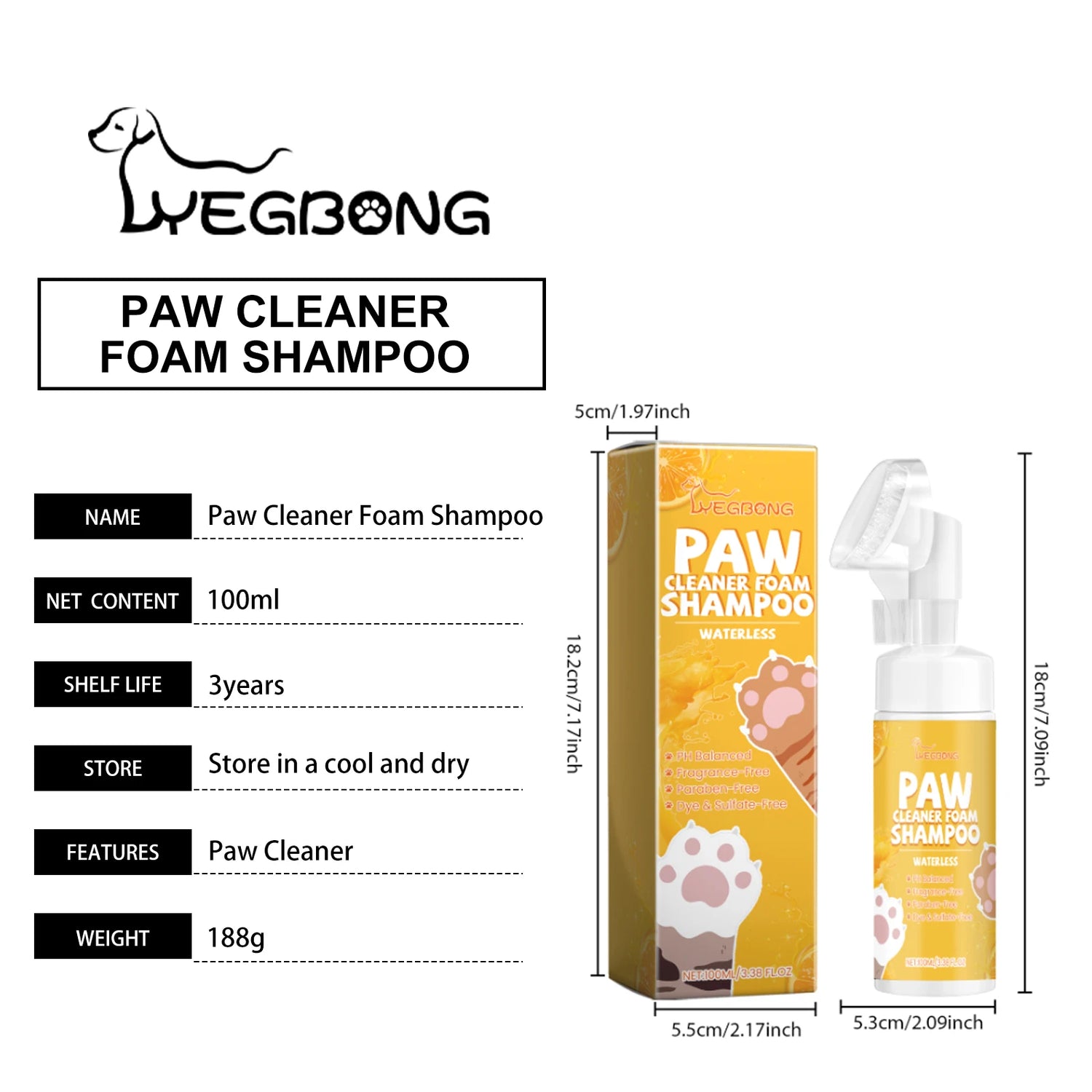 Pet Paw Foam Cleaner, Home Pet Cleaning Care, Moisturizing and Nourishing for Cat and Dog Paws