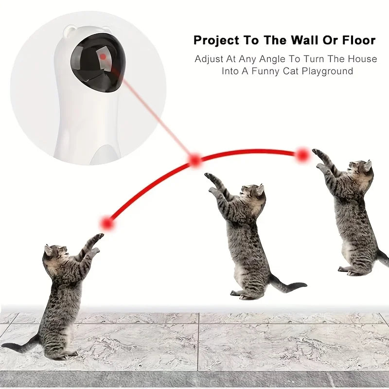 Automatic Laser Cat Toy with Spinning Laser and Smart Timer -Interactive Play Mode, Adjustable Speed,15-Minute Timer,USB/Battery