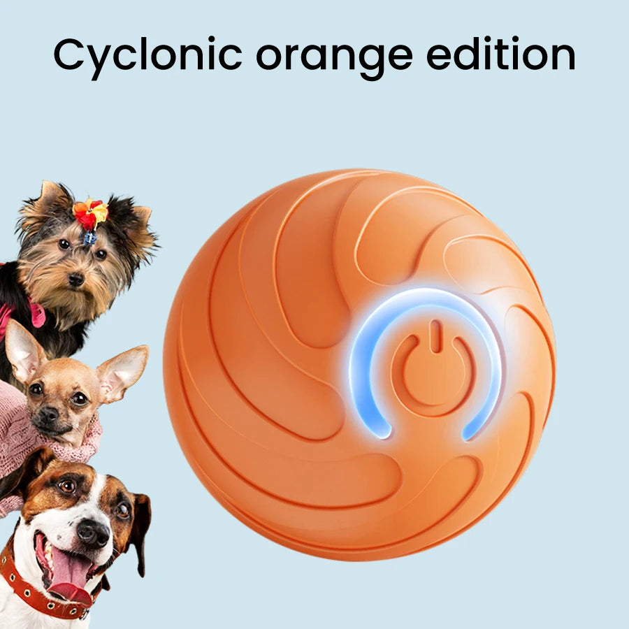 Smart Interactive Dog Toy Ball, USB Rechargeable Automatic Rolling Ball with LED Light, Bite Proof Pet Toy for Small Medium Dogs