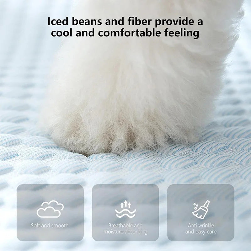 Summer Pet Cooling Mat ,Dog Pad with Pillow, Soft Breathable Washable Summer Pet Pads for Cats & Small Dogs
