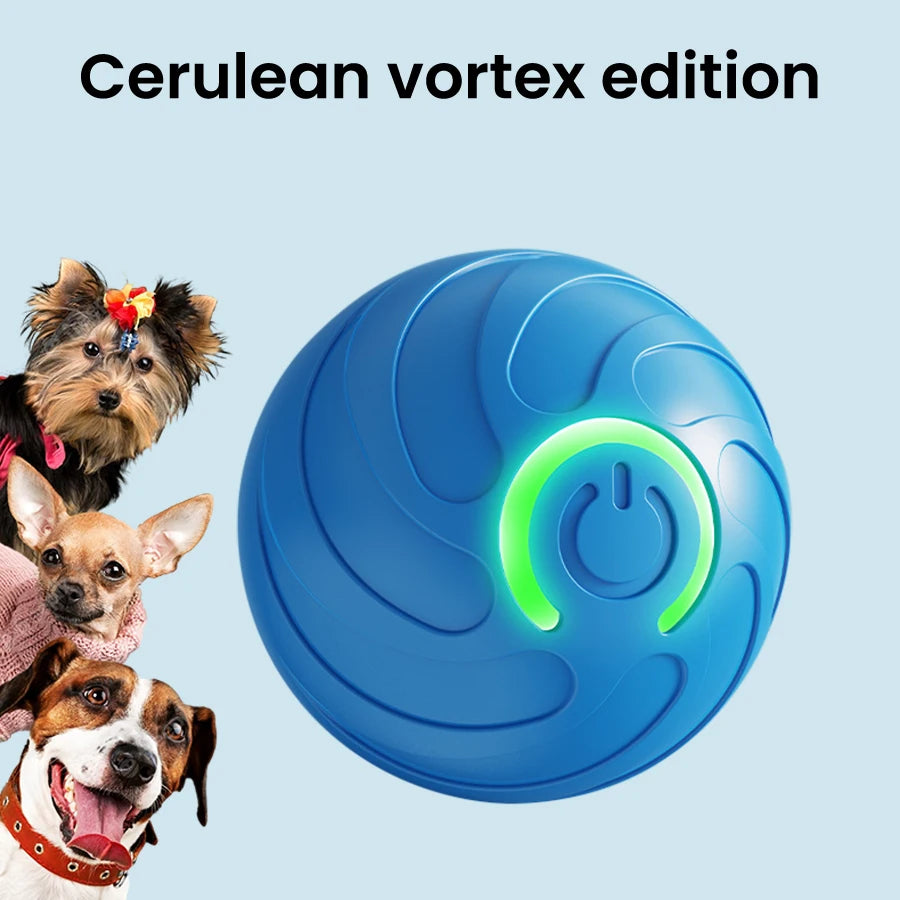 Smart Interactive Dog Toy Ball, USB Rechargeable Automatic Rolling Ball with LED Light, Bite Proof Pet Toy for Small Medium Dogs