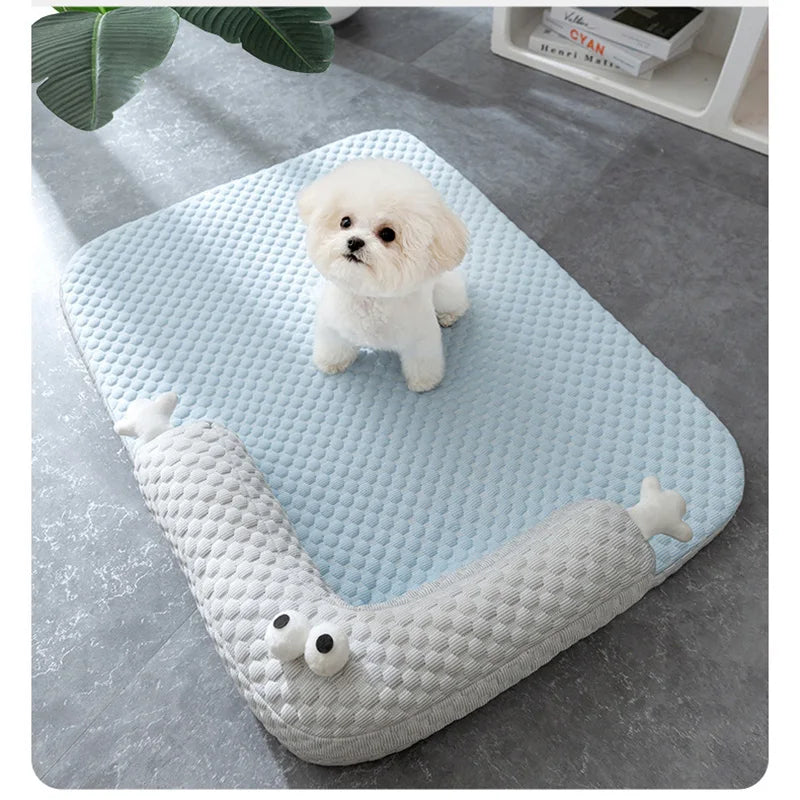Summer Pet Cooling Mat ,Dog Pad with Pillow, Soft Breathable Washable Summer Pet Pads for Cats & Small Dogs