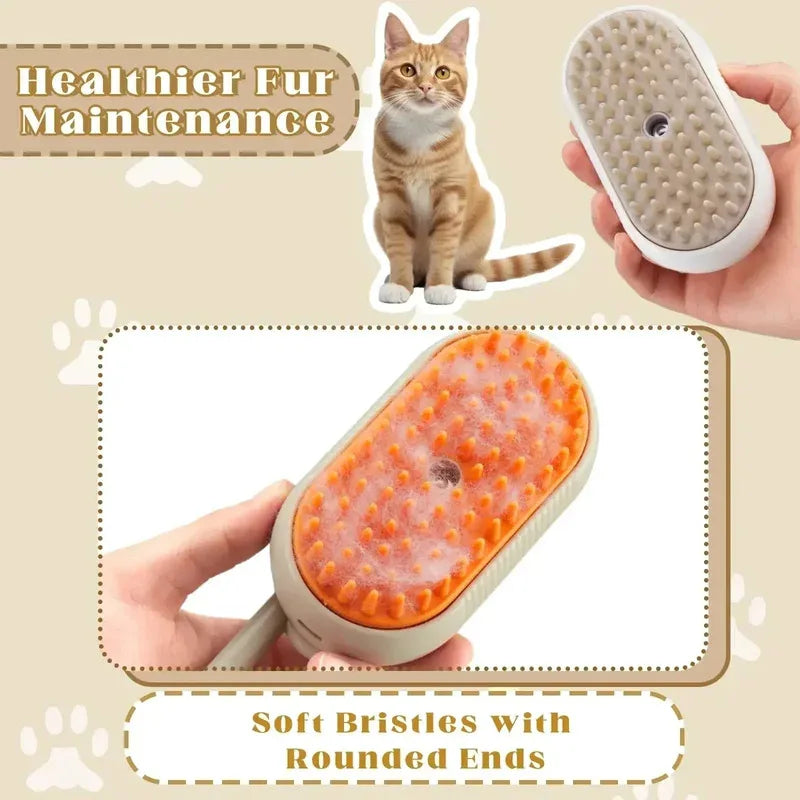 Steam Pet Brush 3 in 1 Steamy Grooming Comb for Dogs Cats, Massage Brush with Spray, Remove Tangled Loose Hair Pet Grooming Supp