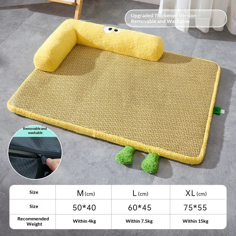 Pet Cooling Mat Rattan Pet Cooling Mat for Hot Weather Natural Breathable Cat Sleeping Pad Waterproof Scratch-Resistant Dog Mat