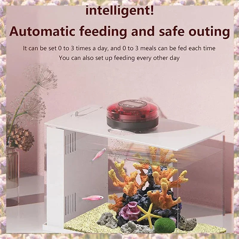 New Automatic Meal Fish Feeder For Aquarium Automatic Fish Feeder With Timer Rechargeable Timer With USB Cable LCD Display