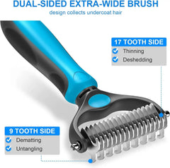 Professional Pet Grooming Brush - Double-Sided Gentle Shedding and Dematting Undercoat Rake Comb for Dogs and Cats, Reducing Shedding and Hair Fallout