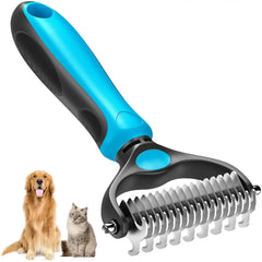 Professional Pet Grooming Brush - Double-Sided Gentle Shedding and Dematting Undercoat Rake Comb for Dogs and Cats, Reducing Shedding and Hair Fallout