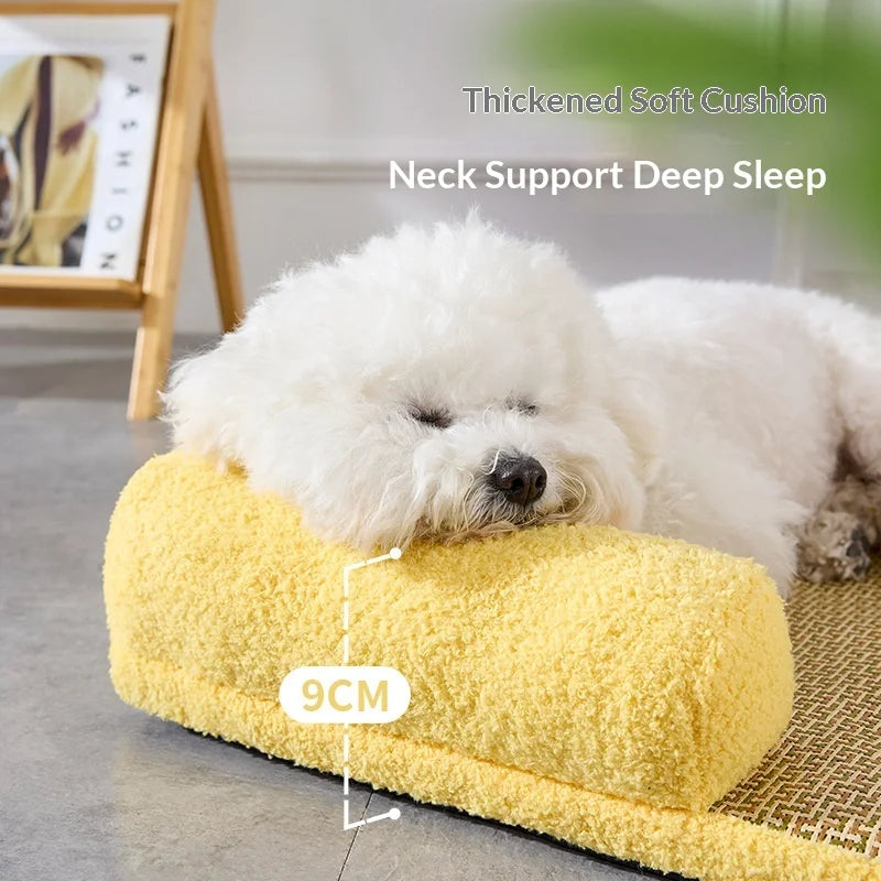 Pet Cooling Mat Rattan Pet Cooling Mat for Hot Weather Natural Breathable Cat Sleeping Pad Waterproof Scratch-Resistant Dog Mat