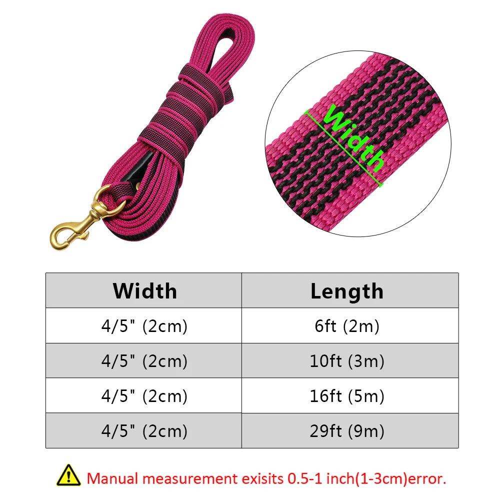 Strong 2/3/5/9M Dog Tracking Leash Durable Nylon Rope Training Leashes Dog & Horse Lunge Rein Leads Recall Obedience