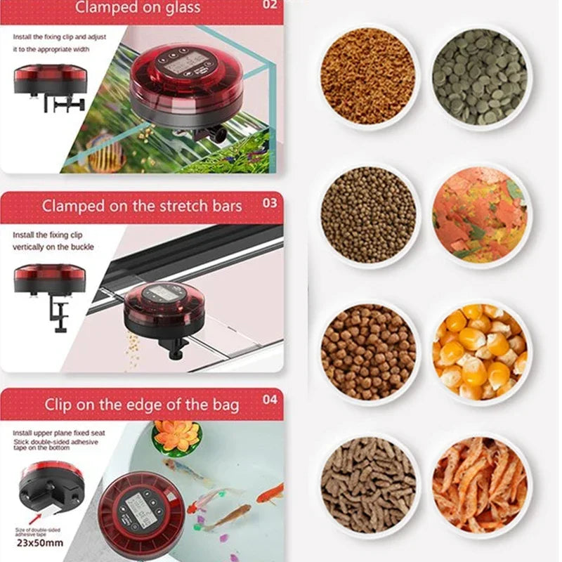 New Automatic Meal Fish Feeder For Aquarium Automatic Fish Feeder With Timer Rechargeable Timer With USB Cable LCD Display