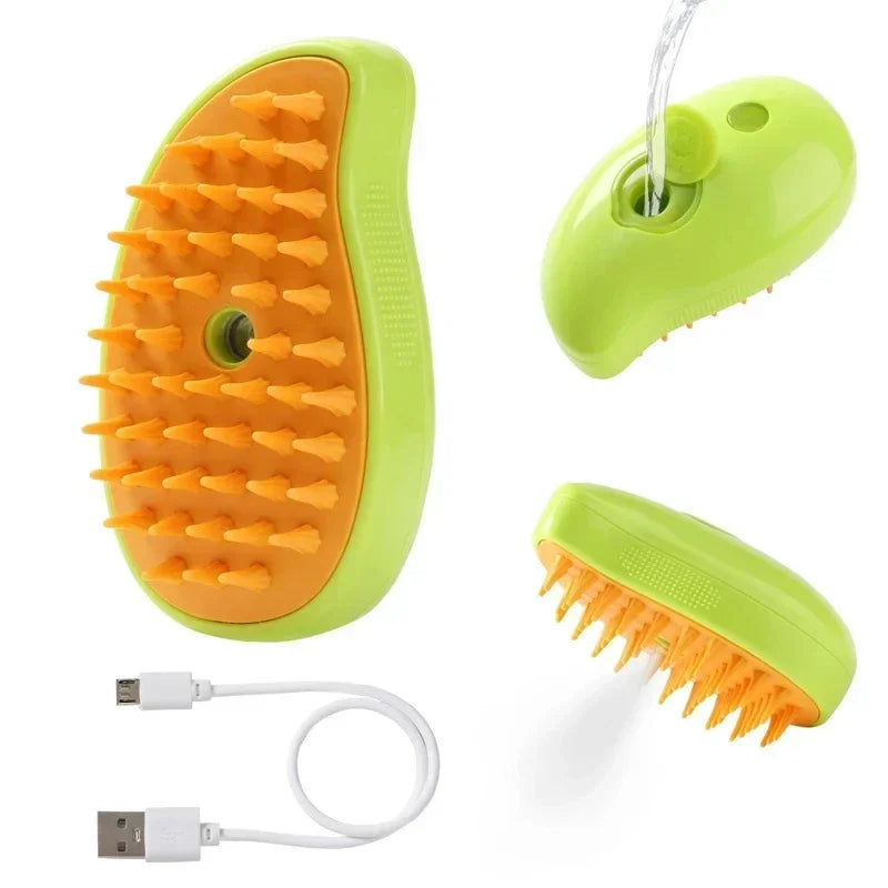 Steam Pet Brush 3 in 1 Steamy Grooming Comb for Dogs Cats, Massage Brush with Spray, Remove Tangled Loose Hair Pet Grooming Supp