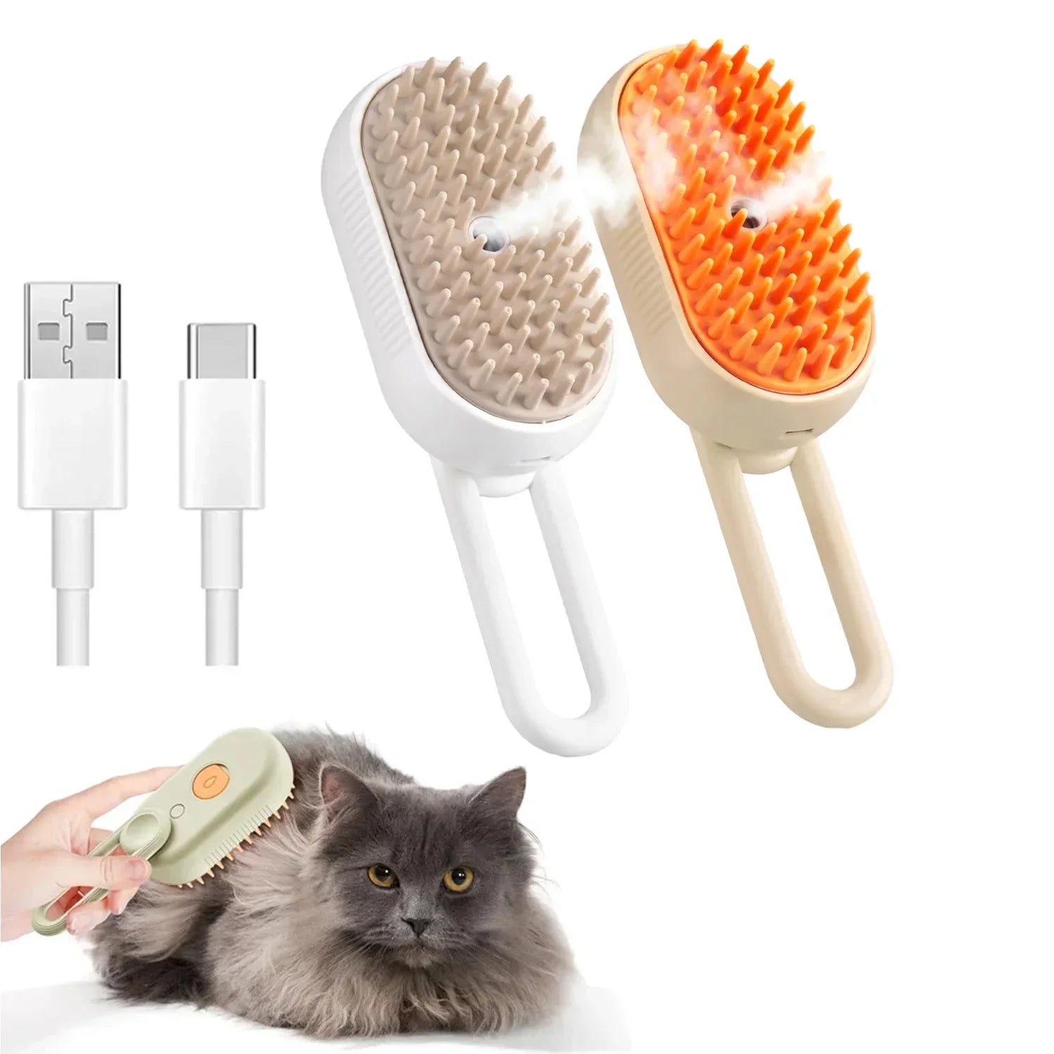 Steam Pet Brush 3 in 1 Steamy Grooming Comb for Dogs Cats, Massage Brush with Spray, Remove Tangled Loose Hair Pet Grooming Supp