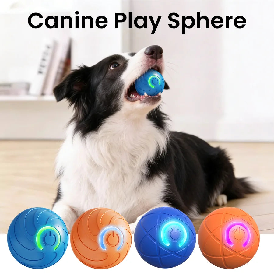Smart Interactive Dog Toy Ball, USB Rechargeable Automatic Rolling Ball with LED Light, Bite Proof Pet Toy for Small Medium Dogs