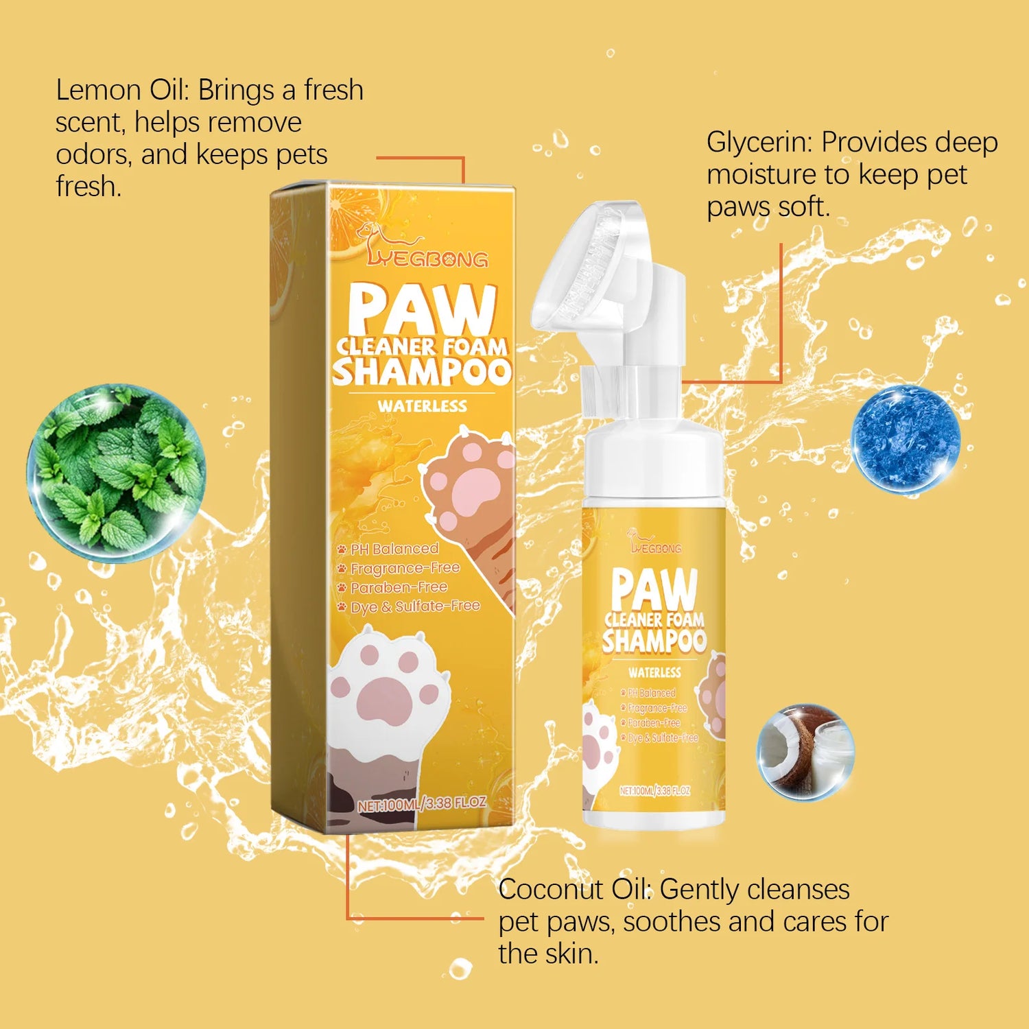 Pet Paw Foam Cleaner, Home Pet Cleaning Care, Moisturizing and Nourishing for Cat and Dog Paws