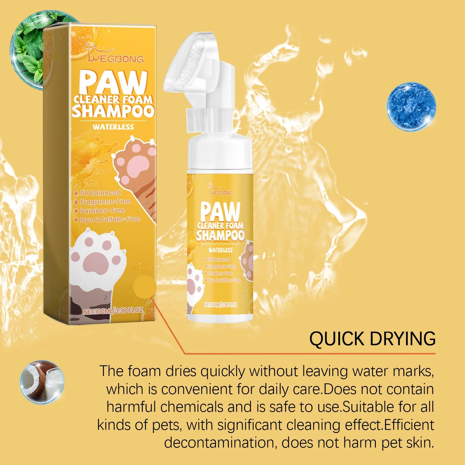 Pet Paw Foam Cleaner, Home Pet Cleaning Care, Moisturizing and Nourishing for Cat and Dog Paws