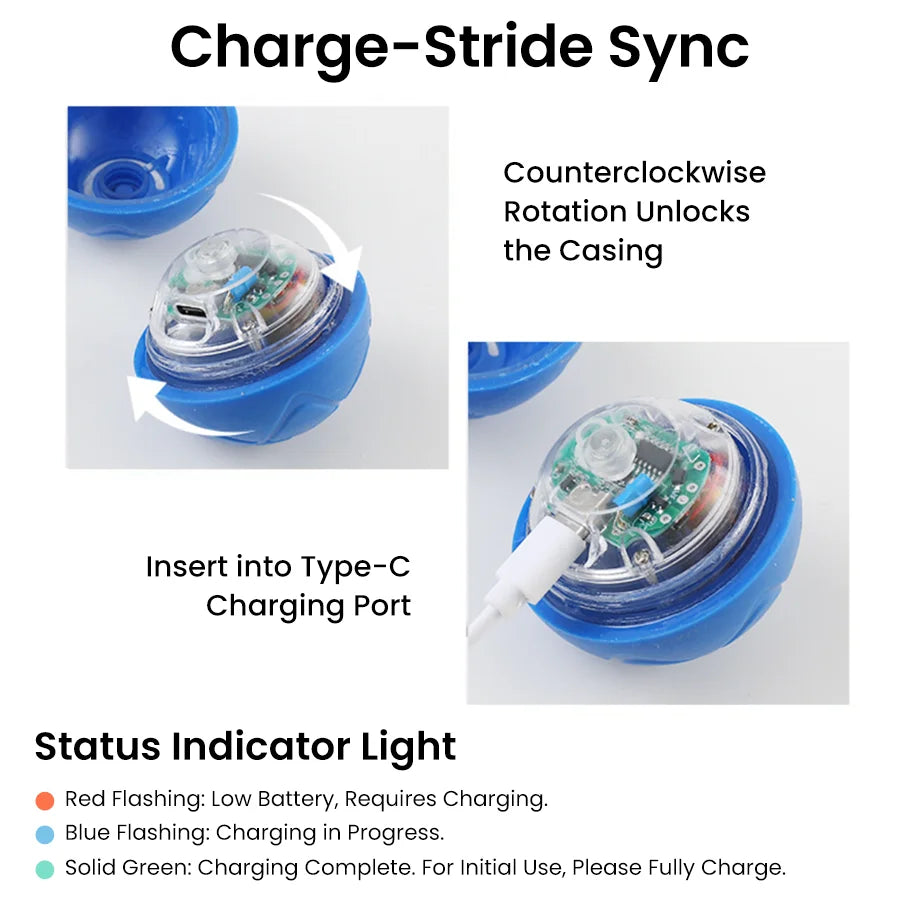 Smart Interactive Dog Toy Ball, USB Rechargeable Automatic Rolling Ball with LED Light, Bite Proof Pet Toy for Small Medium Dogs