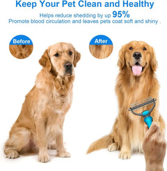 Professional Pet Grooming Brush - Double-Sided Gentle Shedding and Dematting Undercoat Rake Comb for Dogs and Cats, Reducing Shedding and Hair Fallout