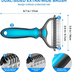 Professional Pet Grooming Brush - Double-Sided Gentle Shedding and Dematting Undercoat Rake Comb for Dogs and Cats, Reducing Shedding and Hair Fallout
